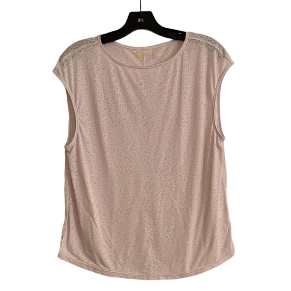 ZELLA Light Pink Sheer Animal Print Cap Sleeve Workout Top